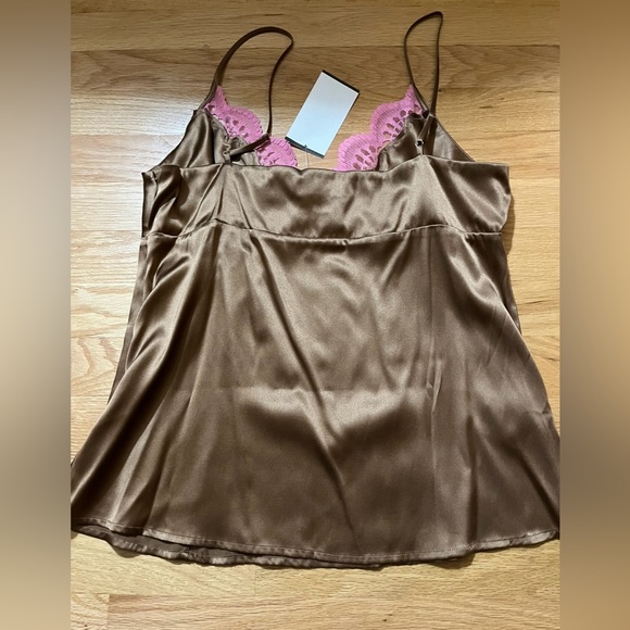 Bebe NWT Silk/Spandex Pink & Brown Chemise 🩷 - Picture 3 of 8
